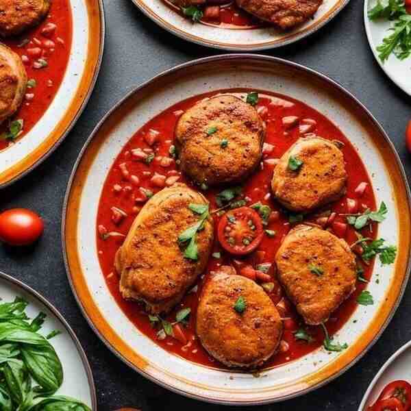 Куриные отбивные в яичнотоматном соусе